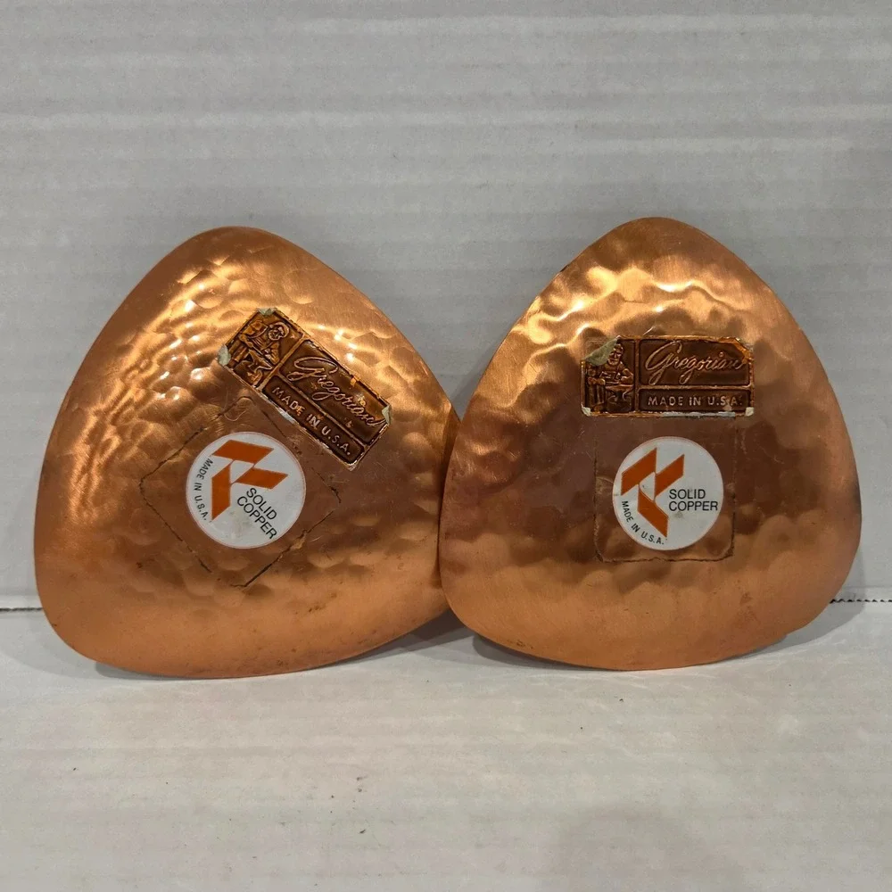 Gregorian Hammered Solid Copper Candle Holders Set of 2 USA Made Vintage 4 Inch